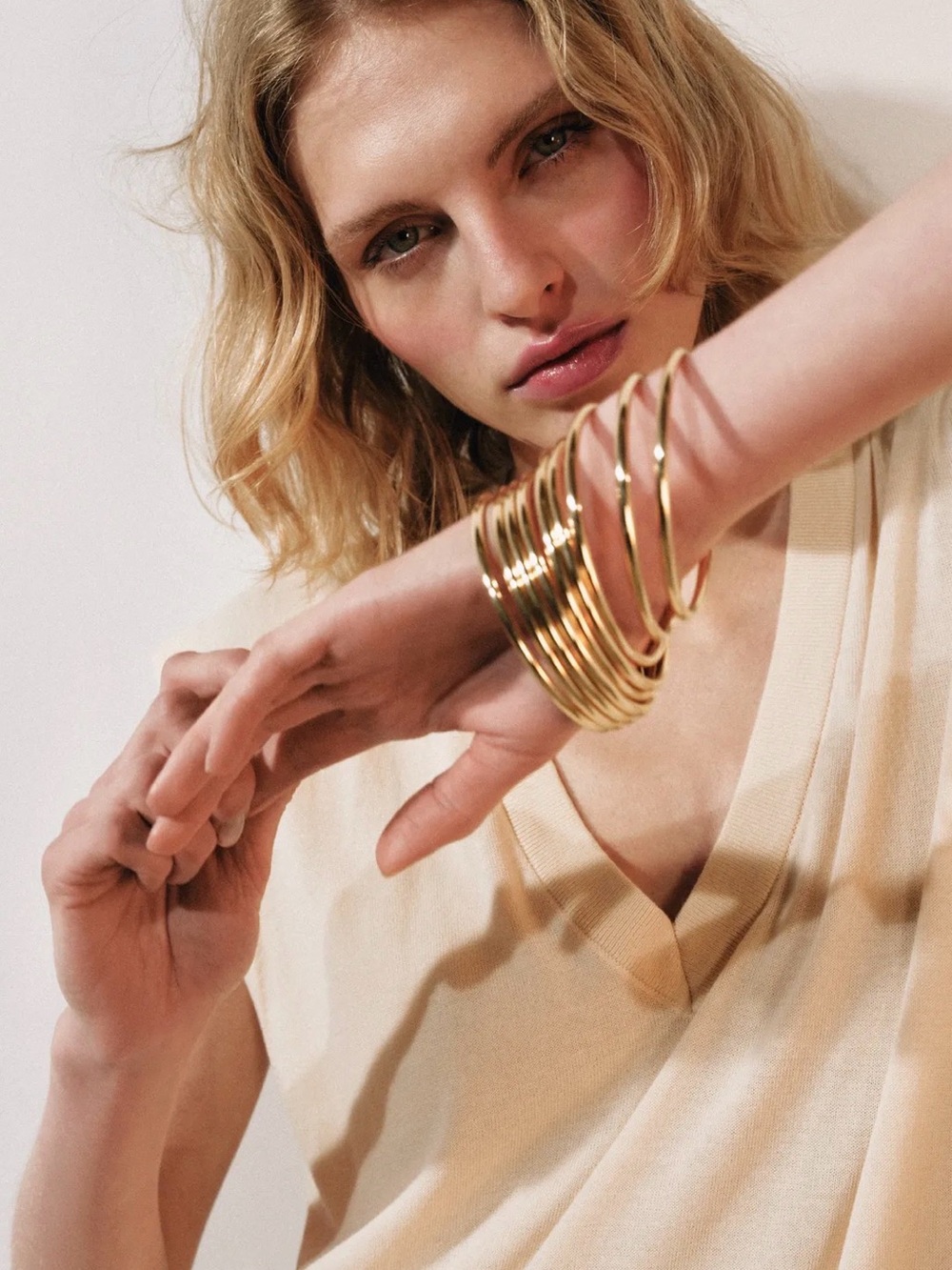 Zara Gold Stacked Bangles Bracelet Set